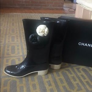 Chanel Noir\ Beige Rain boots- 40